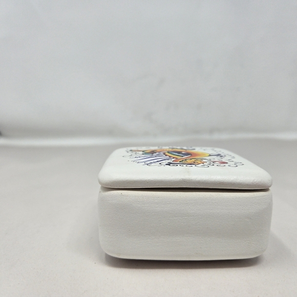 Italian Dragon Perugia Trinket Square Dish Hand Made & Painted Vibrant Unique - Picture 4 of 11